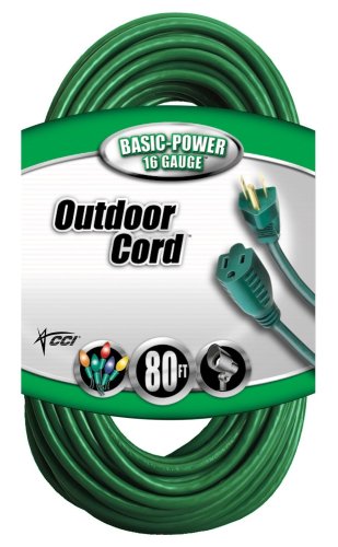 Coleman Cable 02353-05 80-Foot 16/3 Vinyl Landscape Outdoor Extension Cord, Green Coleman Cable 02353-05 80-Foot 16/3 Vinyl Landscape Outdoor Extension Cord, Green