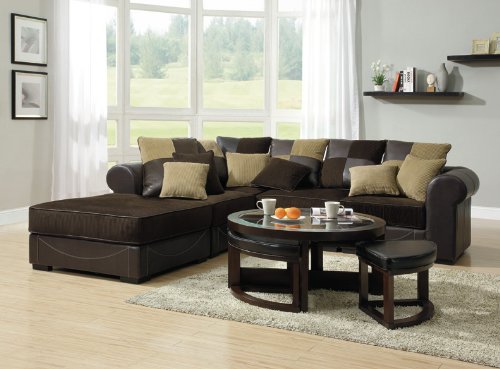 5pc Contemporary Modern Sectional Fabric Sofa Set, HE-0844-S2