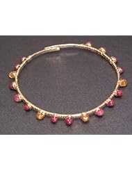 Ruby, Mandarin, Peridot Bangle Bracelet, Choice of 14k Gold or Sterling Silver