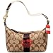AUTHENTIC COACH HERITAGE STRIPE SMALL/COSMETIC TOP HANDLE POUCH 41115 (Khaki/Brown)