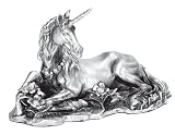 Pewter Unicorn Lying Down - Collectible Figurine Statue Sculpture