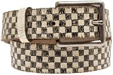 Leather Island Mens Black and White Checker Belt