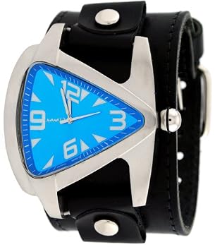 Nemesis #LBB011L Men's Premium Wide Leather Cuff Band Teardrop Watch
