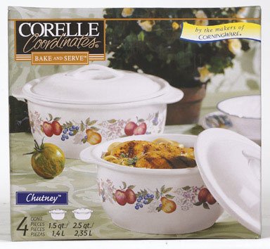 CorningWare Corelle Coordinates 4-Piece Casserole Bake and Serve Set, Chutney