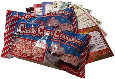 Candy Cane Crunch Crushed Peppermint Sticks Topping for Baking, Cooking & Holiday Decorating Food & Desserts - 2 Pack, Plus 8 Printed Recipe Cards