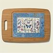 Large Cutting Board ~ Blue Wildflower Butterfly~ made of bamboo with poly sur...