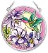 Amia Hand Painted Glass Suncatcher with Hummingbird and Columbine Floral Design, 3-1/2-Inch Circle