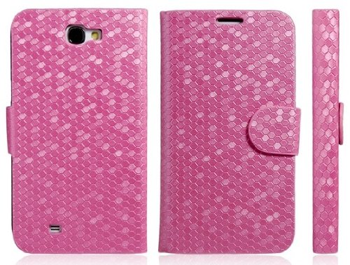 Wisedeal Faux Leather Diamond Pattern Flip Stand Case for Samsung Galaxy Note 2 N7100 with Card Holder with a Wisedeal Keychain Gift