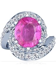 Platinum Oval Cut Pink Sapphire Ring With Sidestones