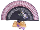 Hand fan, purple bamboo and mauve silk, pocket size oriental fan with butterfly tassel, handmade gift