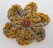 Handmade Acrylic Flower Pin - Crocheted By Hand - Mustard & Caramel (One-of-a-kind)