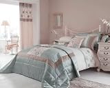 Alicia Duck Egg Floral Appliqué King Size Duvet Quilt Cover Catherine Lansfield