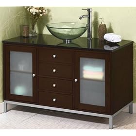 Modern Sleek Design Sink Cabinet Bathroom Vanity Dark Brown and Natural Beech