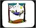 Decorated Mouse Pad with dinosaur, hammock, relaxing