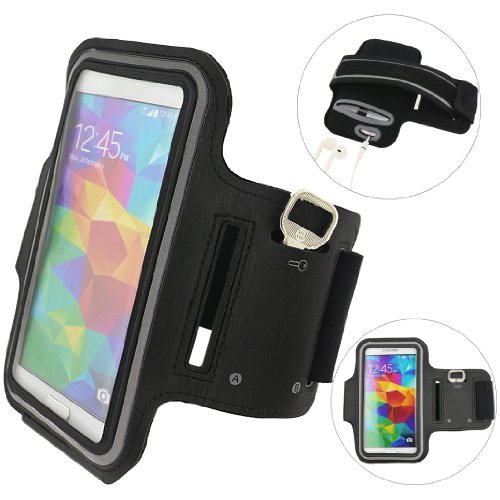 Ancerson New Adjustable Sports Sporty PU Leather Armband Protective Sleeve Bag Slim Case Cover Shell Skin with Key Earphone Headset Headphone Holder Slot for Devices Not Bigger Than Galaxy S5: MP3/MP4/MP5 Player, iPod Touch 2 3 4 5, iPod Touch 2 3 4 5, iPhone 3 3G 3S 4 4S 5 5C 5S, Samsung Galaxy S4 I9500/ S4 Mini/ S5 I9600/ S3 I9300/ S2/ Grand 2/ Ace2, LG Nexus 5, LG G2 mini/ LG F70, Nokia Lumia 920 928 520 720 1020, Sony Xperia L36h/ L39h/ Z1S/ E1, Motorola Moto G/ X, Blackberry Z10/ Z30/ Q10, HTC One M7/ M4 Mini/ X/ M8, Huawei Ascend P6 Etc - Retail Package (Black)