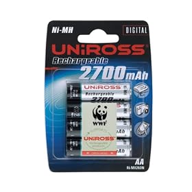 Uniross AA 2700mAh (4) Rechargeable Battery Ni-Mh