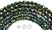 4mm (102) Jet Green Iris, Czech Fire Polished Round Faceted Glass Beads, 16 inch Strand
