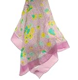 Aqua Border Print Silk Scarf