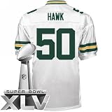Green Bay Packers 50 A. J. Hawk White Super Bowl NFL Jerseys Authentic Football Jersey Size 48-56 (Please Select the Size When You Order, Can Do Drop Shipping)