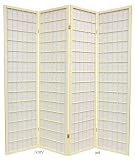 6ft. Window Pane Japanese Shoji Folding Privacy Screen Room Divider - 4 Panel Ivory