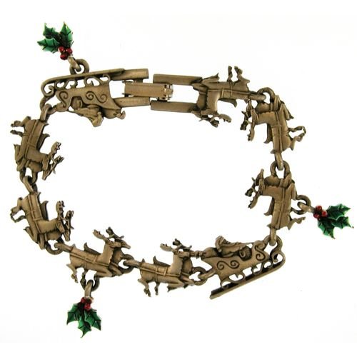 Vintage Christmas Bracelet, Jonette Jewelry, Made In Usa! In Pewter