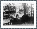 Historic Print (XL): [England - Wapping - two men and a woman in foreground; ships in Thames River in backgro