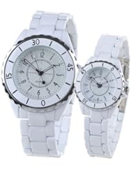 Orient Idea Ori-0291E 2 x Stylish Round Case Rotatable Dial Quartz Wrist Watch with Alloy Band for Couples Lovers