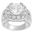 Silvertone Cushion-cut Cubic Zirconia Ring (Sizes 5 - 9 available)