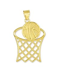 10k Gold Basketball Hoop Sports Charm Pendant