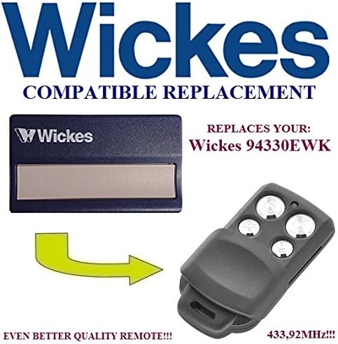 WICKES 94330EWK compatible remote control replacement transmitter, 433.92Mhz rolling code keyfob