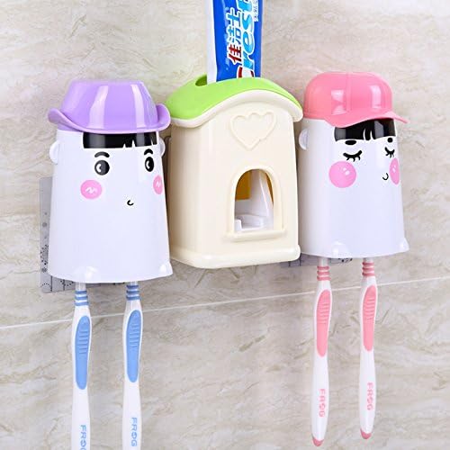 HOTGEE(TM) Innovative Cute Wash Kit Automatically Toothpaste Dispenser Tooth Cup Toothbrush Holder can Combination Freely (Green automatic  toothpaste dispenser)