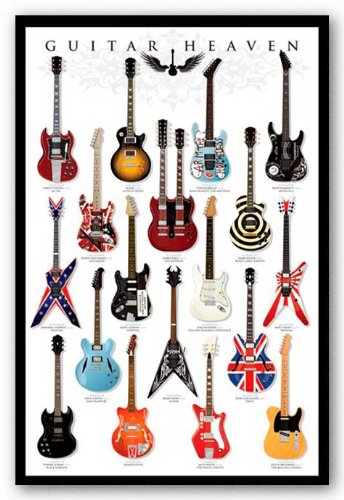 Guitar Heaven Chart of Famous Guitars Music Poster Print - 24x36