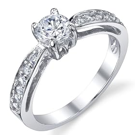 Sterling Silver 925 Wedding Engagement Ring with .50 Carat Round Cubic Zirconia Size 5: Jewelry