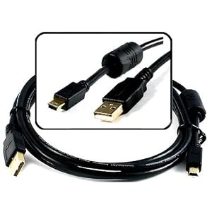 Gold-Series 2.0 USB Digital Camera Interface Mini-B 5-Pin Transfer Cable with Ferrite Core... by 