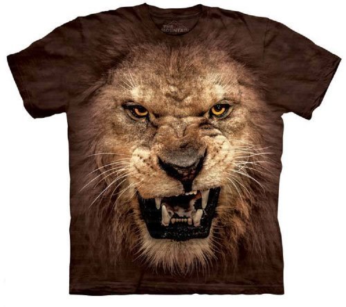 Big Roaring Lion Face Head Animal King The Mountain Adult T-Shirt L