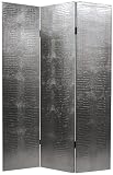 Unique Bright Decor - 6 ft. Tall Faux Leather Silver Crocodile Room Divider - 3 Panels