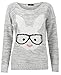 Forever Womens Long Sleeves Geek Rabbit Bunny Print Motif Knitted Jumper Grey