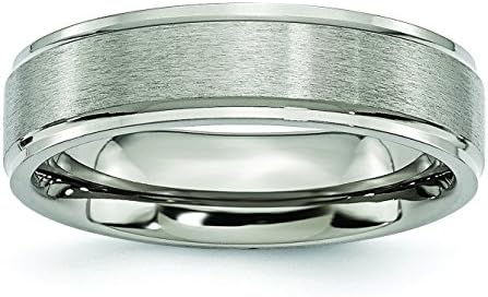 Kevin Jewelers Womens Titanium Ridged Edge 6Mm Brushed And Polished Band