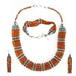 Necklace Earring and Bracelet Set Silver Carnelian Jewelry