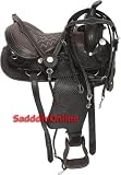 Tooled Black Western Horse Trail Saddle Tack 15 18