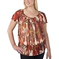 Pure Energy Plus Drop Waist Peansant Top- Orange Paisley