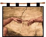 Review ArtExpression  / Creation of Adam - Artist: Michelangelo - Fabric Size: 34.00 by 26.00 inches Wall Tapestry with hanging rods and tassels included