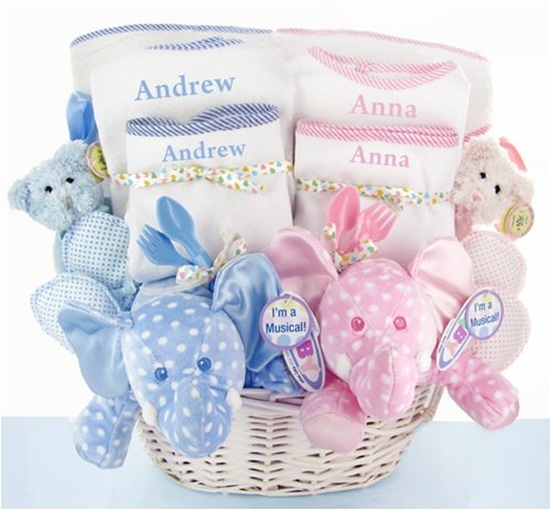 Personalized Double The Blessings Twins Baby Gift Basket – Great Gift