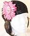 Girls Black Crochet Hat / Beanie for ages 2T-10 w/ Free Hot Pink Flower Clip / Bow