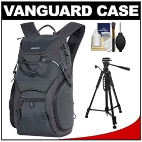 Vanguard Adaptor 45 Digital SLR Camera Backpack Case (Black) with Tripod + Cleaning Kit