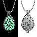 FM FM42 Glow in The Dark Openwork Teardrop Locket Pendant Necklace (Green Light) GN1019