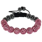Fully Iced Out Bracelet Hip Hop Pave 11 Pink Disco Ball Adjustable