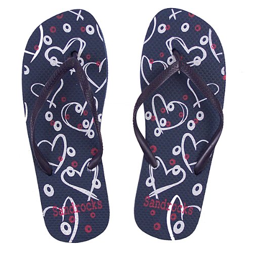 Ladies PE Heart Print Beach Flip Flops Sandals 
