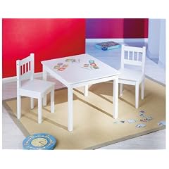 Kinderset Caroline 2 St�hle/1 Tisch wei�