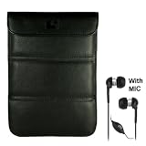 Smart Glove - Black Premium Durable Leather Cover Sleeve Carrying Case can easily be converted to a stand For Amazon Kindle Touch ( Wi-Fi 6 E Ink Display ) + Deluxe Stereo Hands-free Headset 3.5mm, with MIC, Black
